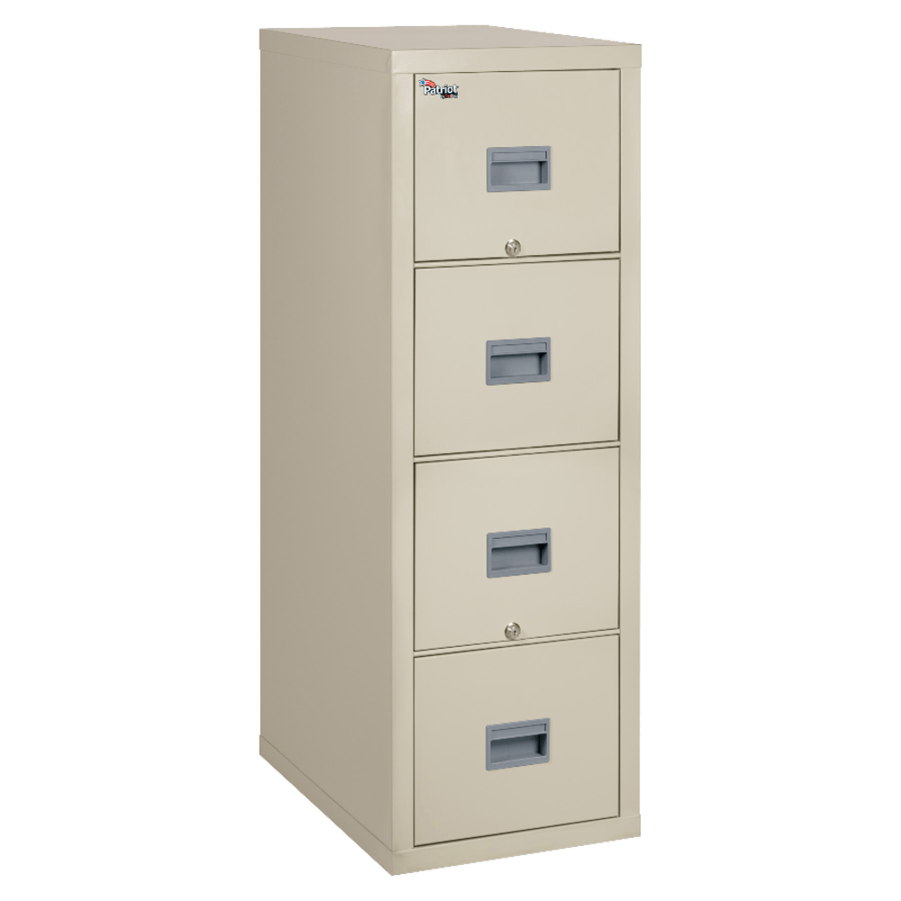 FireKing Patriot 20-3/4inD Vertical 4-Drawer Fireproof File Cabinet, Metal, Parchment, White Glove Delivery