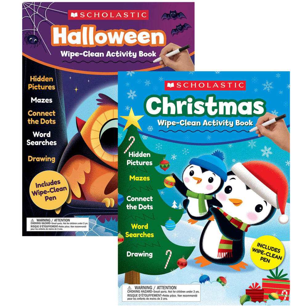 Scholastic Teacher Resources Holiday Wipe-Clean Activity Book Bundle, Set Of 2 Books