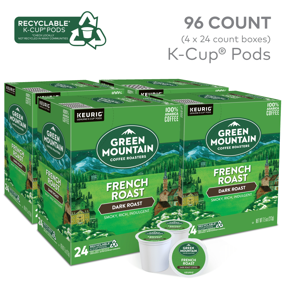 Green Mountain Coffee Single-Serve Coffee K-Cup, French Roast, Carton Of 96, 4 x 24 Per Box