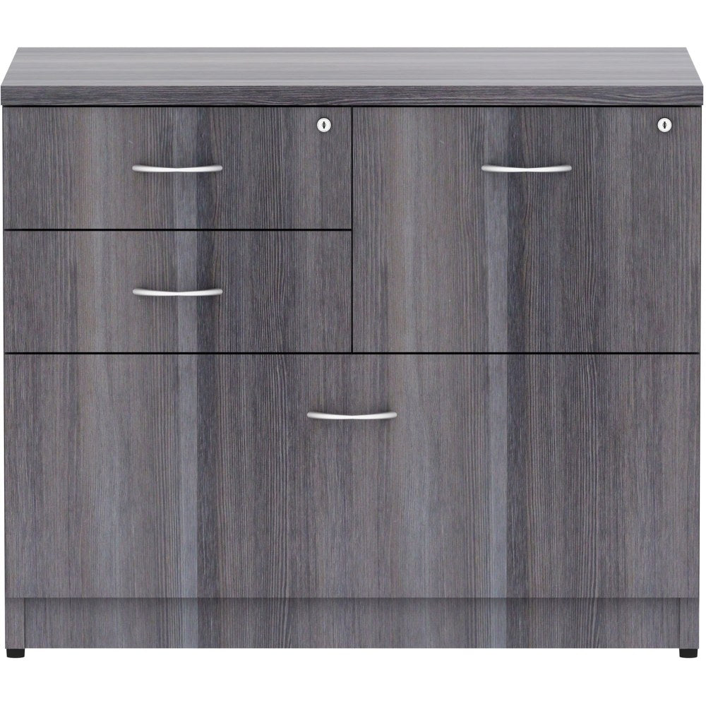 Lorell 2-Box/1-File 35-1/2inW x 22inD Lateral 4-Drawer File Cabinet, Weathered Charcoal