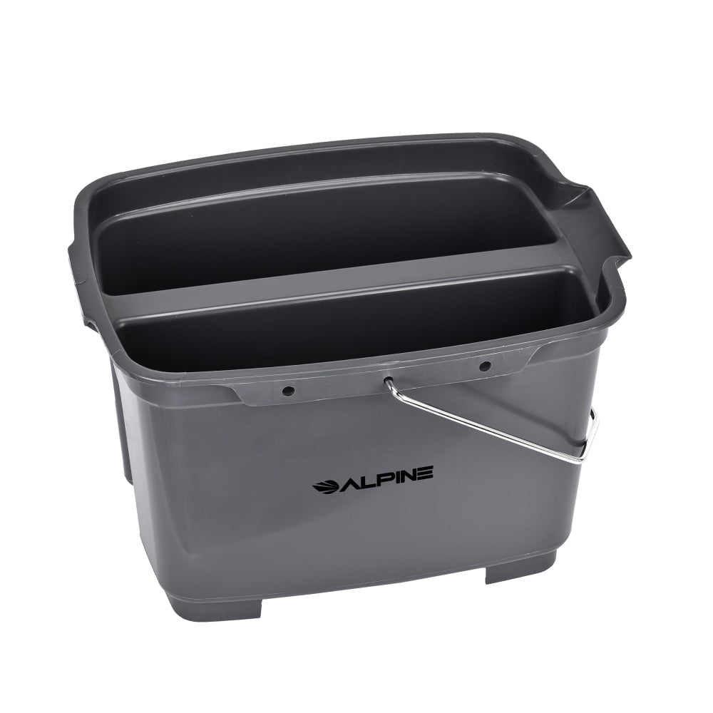 Alpine Divided Plastic Cleaning Buckets, Gray, Pack Of 2 Buckets