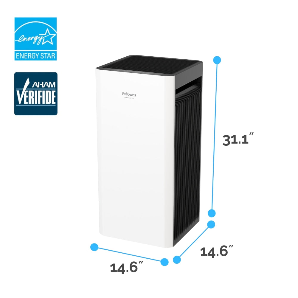 Fellowes AeraMax SV HEPA Air Purifier, 1,500 Sq. Ft. Coverage, 31-1/8inH x 14-1/2inW x 14-9/16inD, White/Black