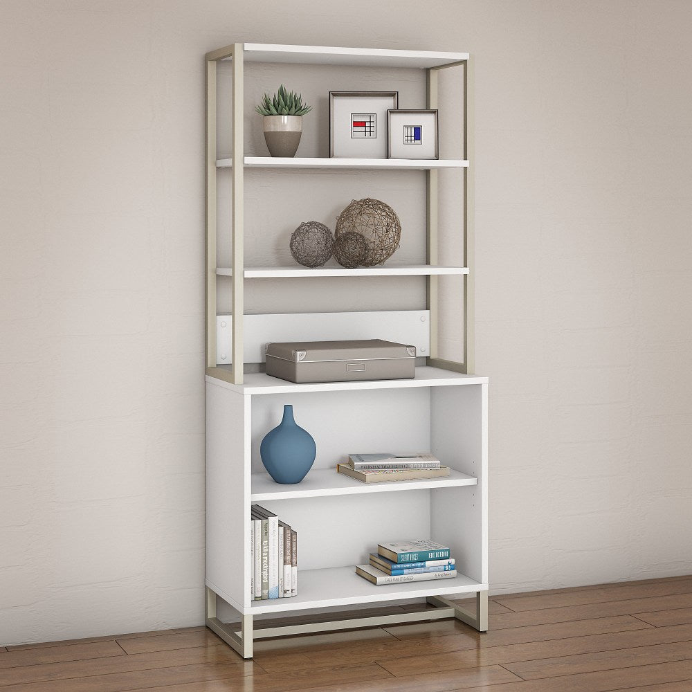 Bush Business Furniture Method 68inH Bookcase With Hutch, White, Standard Delivery