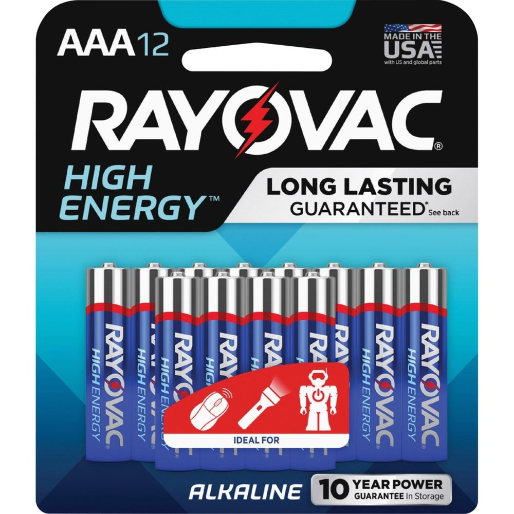 Rayovac High-Energy Alkaline AAA Battery 12-Packs - For Multipurpose - AAA - 12 / Carton