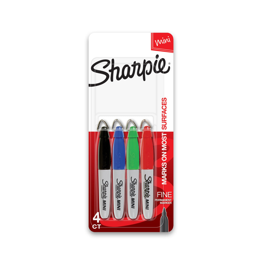 Sharpie Mini Fine-Point Permanent Markers, Assorted Business Colors, Pack Of 4 Markers