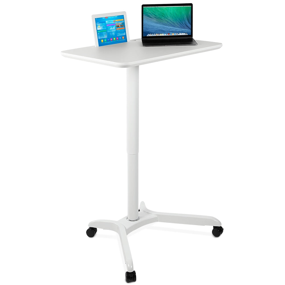 Mount-It! MI-7975 Standing Mobile Laptop Cart Workstation, 29-15/16inH x 28inW x 21-1/8inD, White