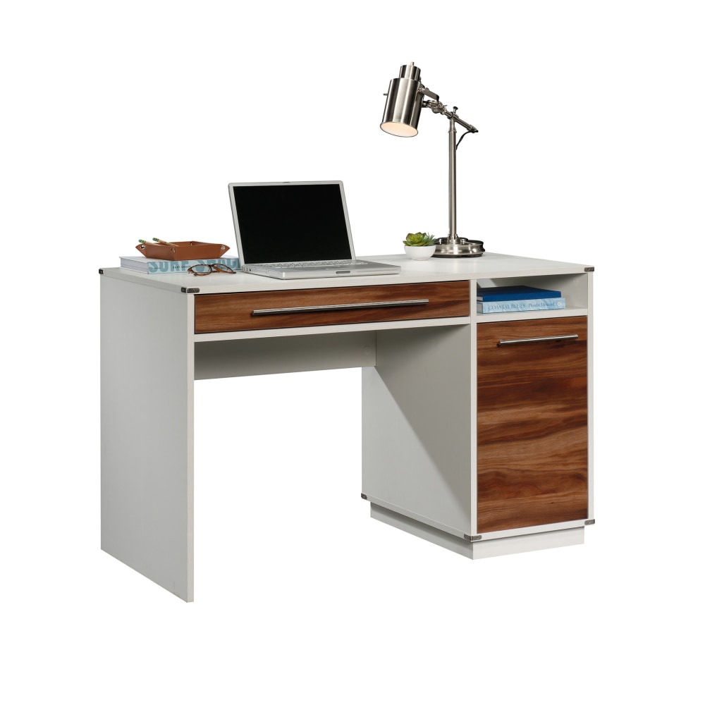 Sauder Vista Key 48inW Single-Pedestal Computer Desk, Pearl Oak/Blaze Acacia