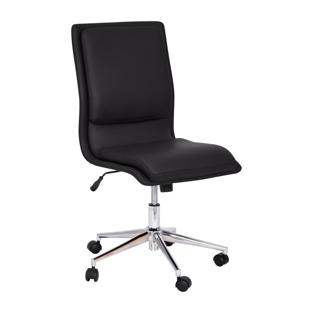 Flash Furniture Madigan Faux Leather Mid-Back Armless Swivel Task Office Chair, Black