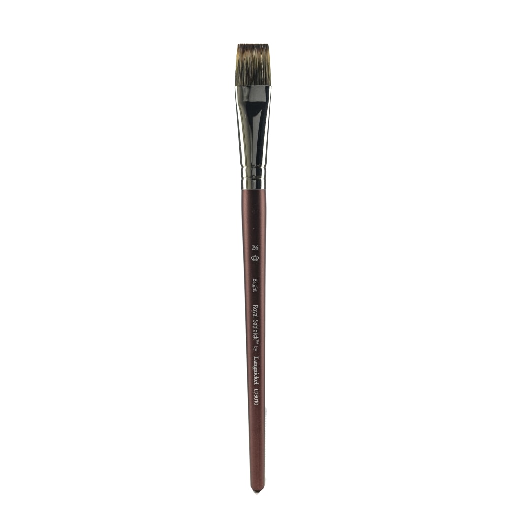 Royal & Langnickel Sabletek Short-Handle Paint Brush, L95010, Size 26, Bright Bristle, Dark Brown