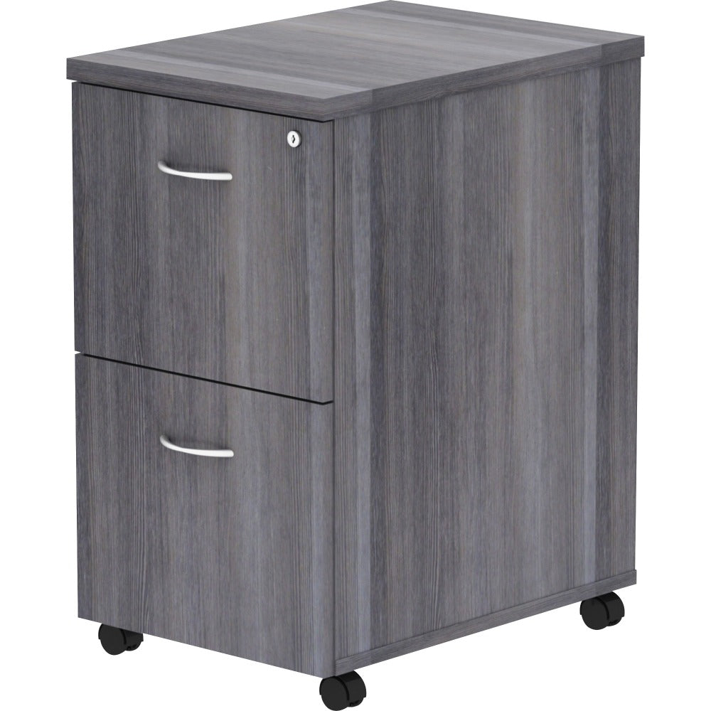 Lorell Essentials 22inD Vertical 2-Drawer Mobile Pedestal File Cabinet, Weathered Charcoal