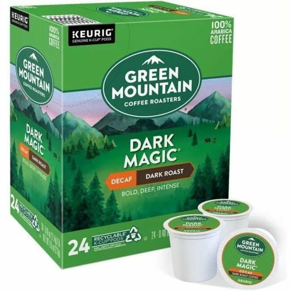 Green Mountain Coffee Single-Serve Coffee K-Cup Pods, Extra Bold, Decaffeinated, Dark Magic, Carton Of 24