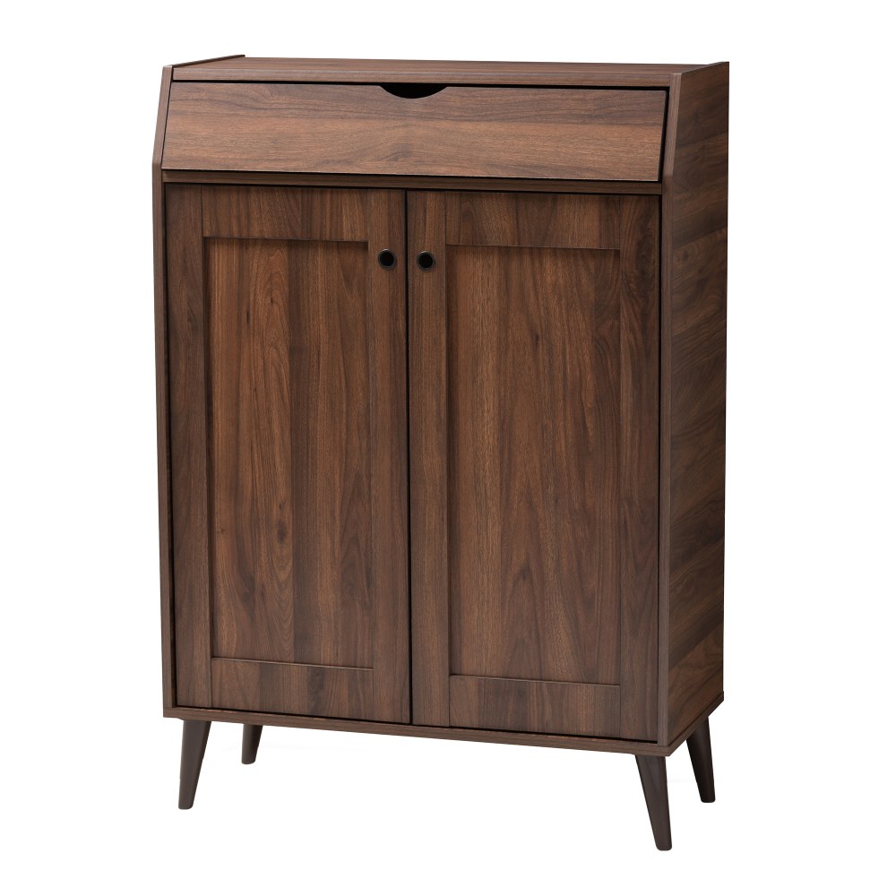 Baxton Studio Cormier 2-Door Entryway Shoe Storage Cabinet, Walnut