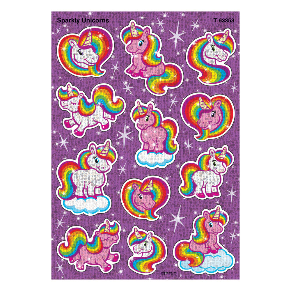 Trend Sparkle Stickers, Sparkly Unicorns, 24 Stickers Per Pack, Set Of 6 Packs