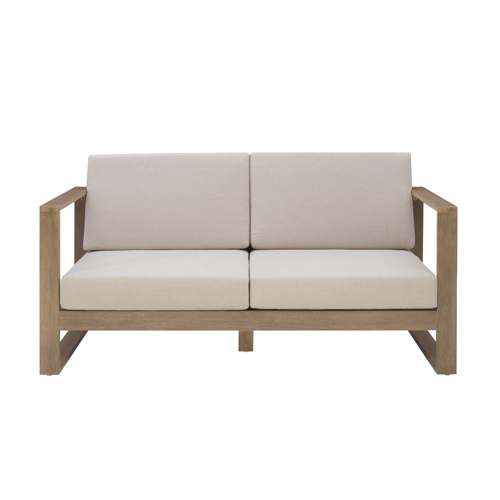 Linon Boleyn Outdoor 2-Seater Sofa, 33inH x 62-7/8inW x 30-1/4inD, Beige/Natural