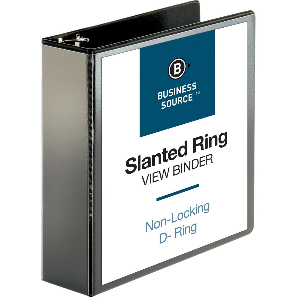 Business Source Basic View 3-Ring Binder, 3in D-Rings, Black