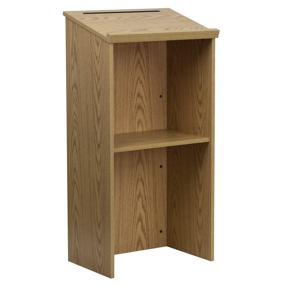 Flash Furniture Stand-Up Wood Lectern, 45-3/4inH x 23inW x 15inD, Oak