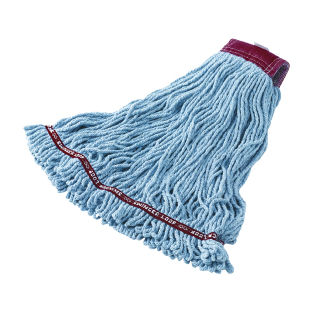 Rubbermaid Wet Mop Head, Swinger Loop, Cotton Blend, Large, Blue, Case Of 6