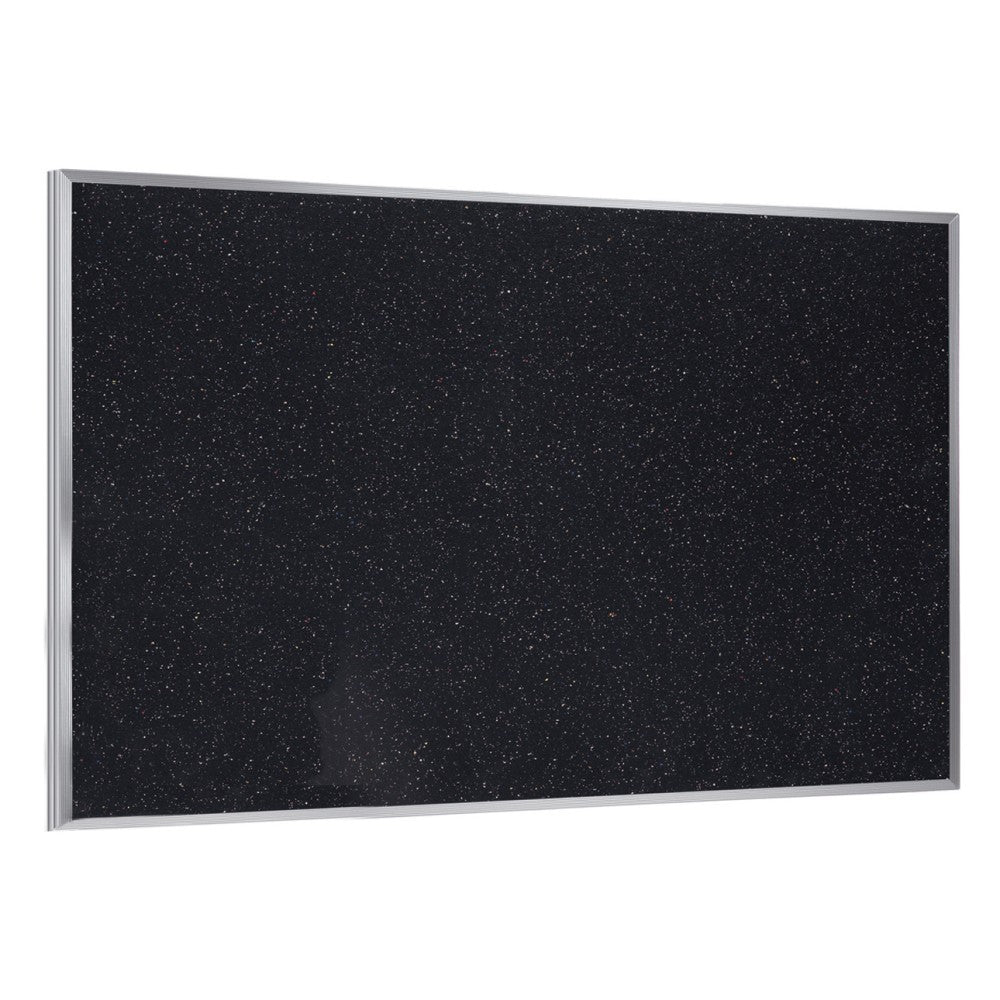 Ghent Rubber Bulletin Board, 4 1/24in x 10 1/24in, 90% Recycled, Confetti Satin Aluminum Frame