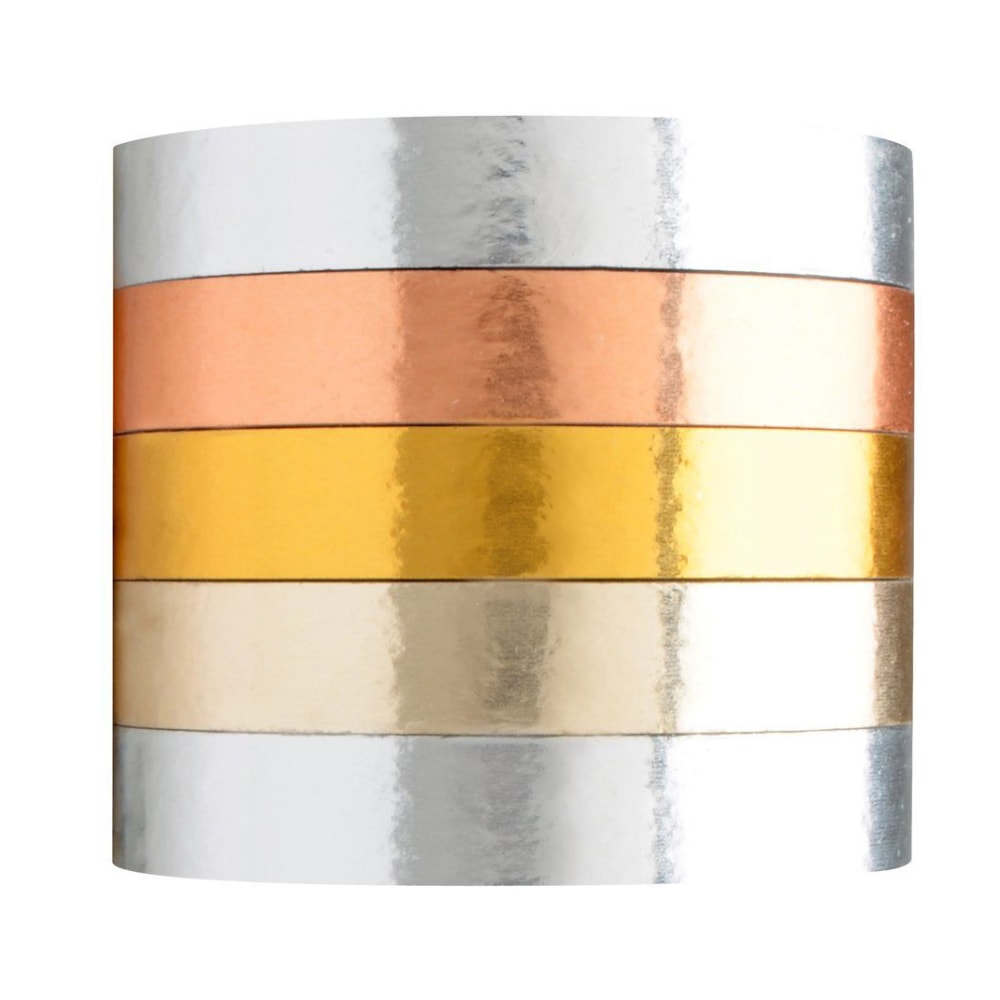 Scotch Expressions Washi Tape, 0.27in x 5.46 yd., Metallic, Pack Of 5