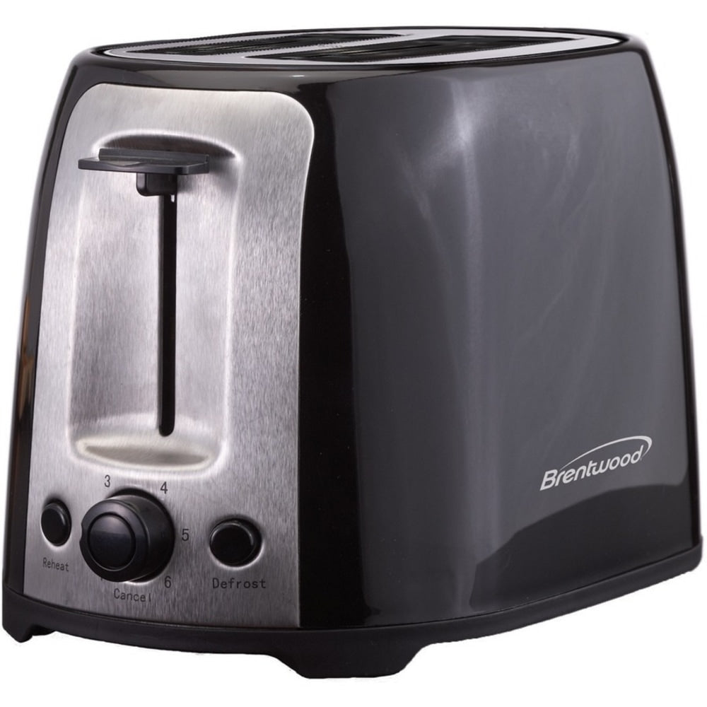 Brentwood Cool Touch 2-Slice Wide-Slot Toaster, Black/Stainless Steel