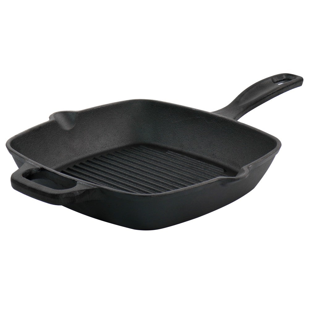 Oster Castaway Square Cast Iron Grill Pan, 10in, Black