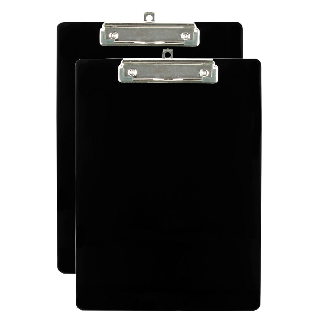 Office Depot Brand Plastic Clipboard, 9in x 12-1/2in, Black, Pack Of 2