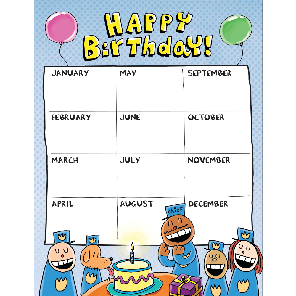 Scholastic Dog Man Birthday Chart, 22inH x 17inW, Blue