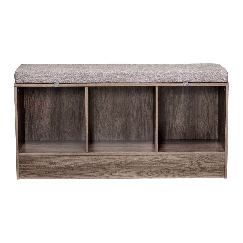 Honey Can Do Entryway Bench With Storage Shelves, 22-1/8inH x 44-1/8inW x 14-9/16inD, Farmhouse Gray