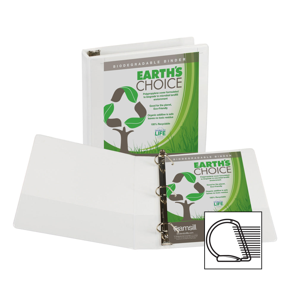 Samsill Earths Choice Vue 3-Ring Binder, 1 1/2in D-Rings, White