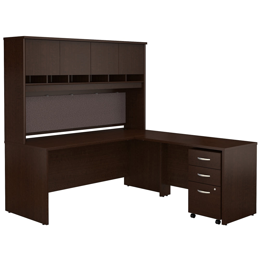 Bush Business Furniture Components 72inW L Shaped Desk with Hutch and 3 Drawer Mobile File Cabinet, Mocha Cherry, Standard Delivery