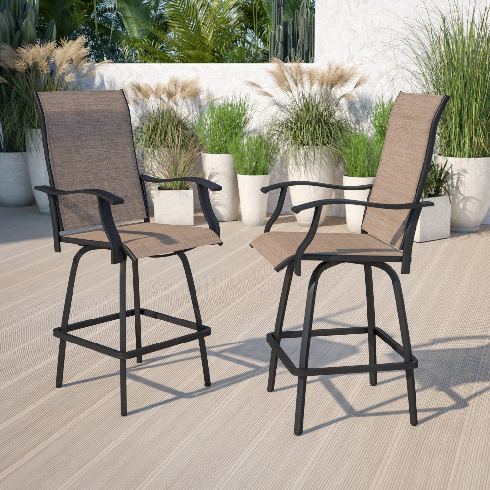 Flash Furniture Valerie Patio Bar Stools, Brown, Set Of 2 Stools