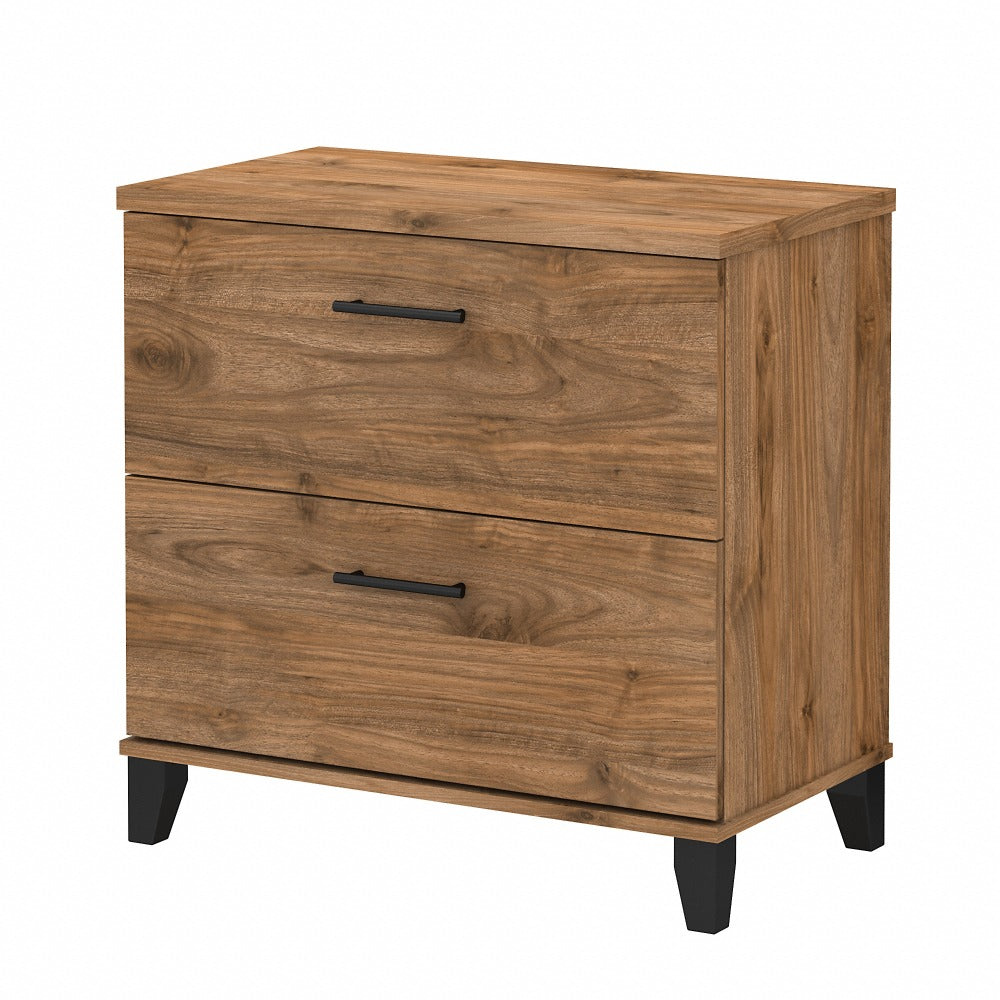 Bush Furniture Somerset 29-3/4inW x 16-3/4inD Lateral 2-Drawer File Cabinet, Fresh Walnut, Standard Delivery