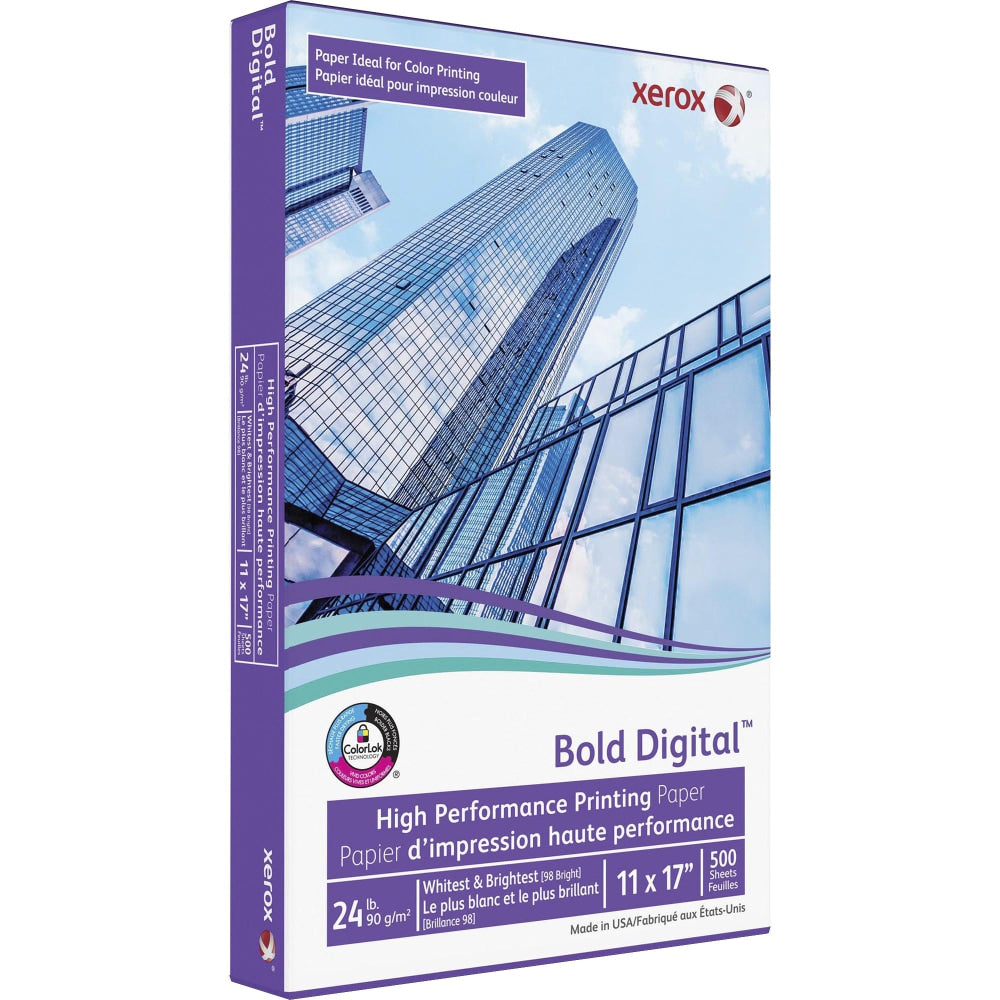 Xerox Bold Multi-Use Printer & Copy Paper, White, Ledger (11in x 17in), 500 Sheets Per Ream, 24 Lb, 98 Brightness