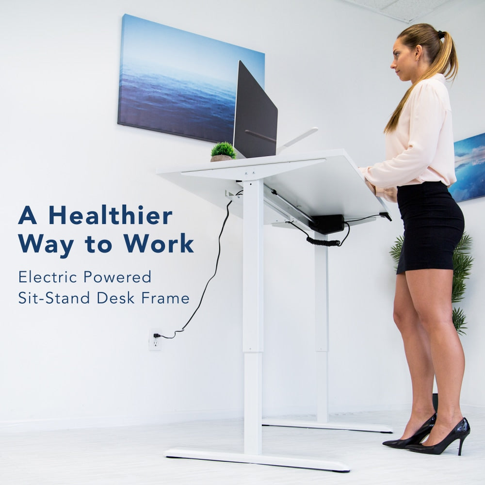 Mount-It! MI-7980W Electric Standing Desk Frame With Controller, White