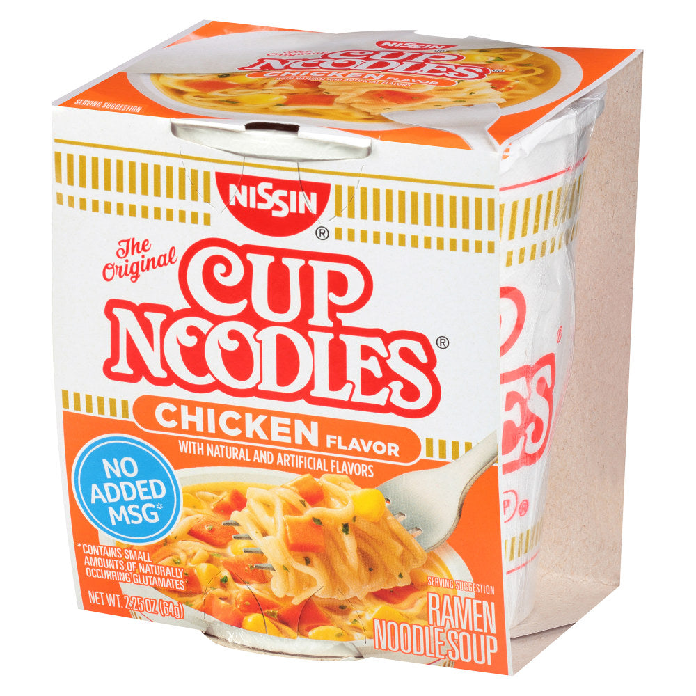 Nissin Chicken Flavor Ramen Noodle Soup Cups, 2.25 Oz, Pack Of 24 Cups