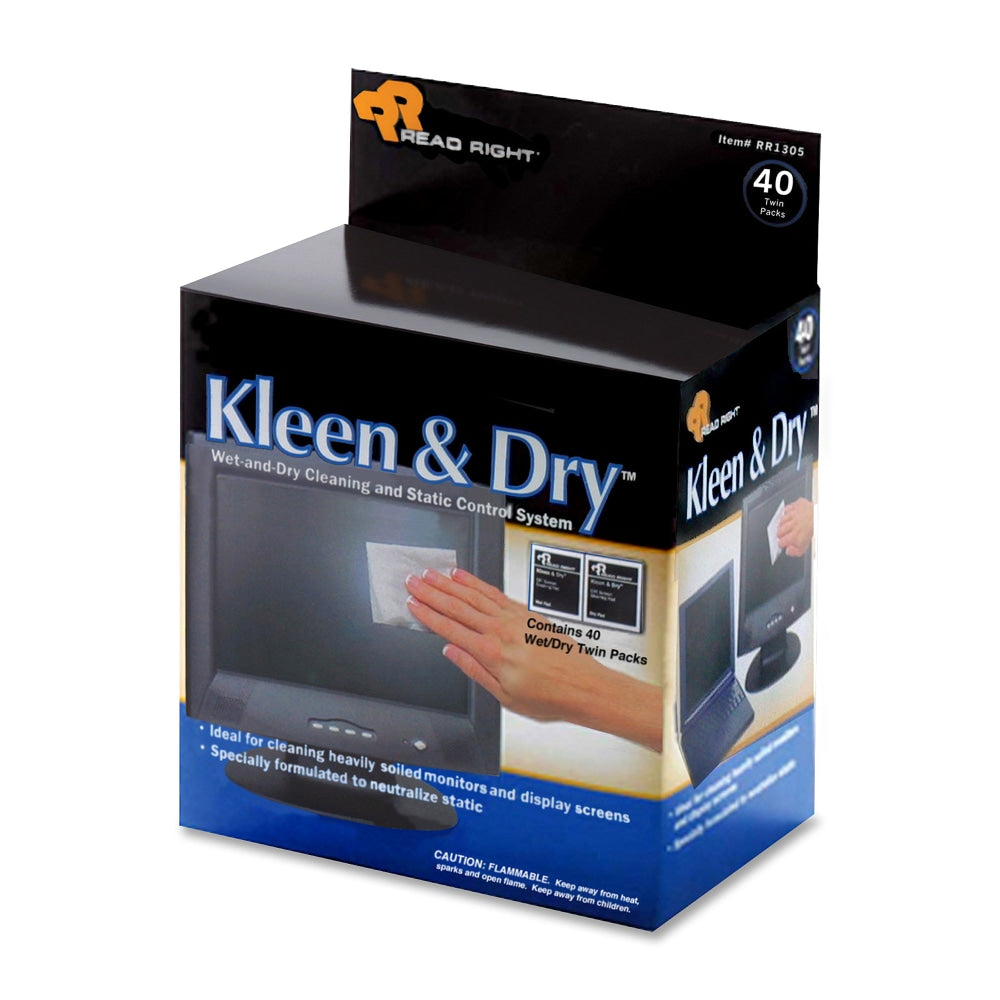 Advantus Kleen And Dry Screen Cleaner Wipes, Box Of 40