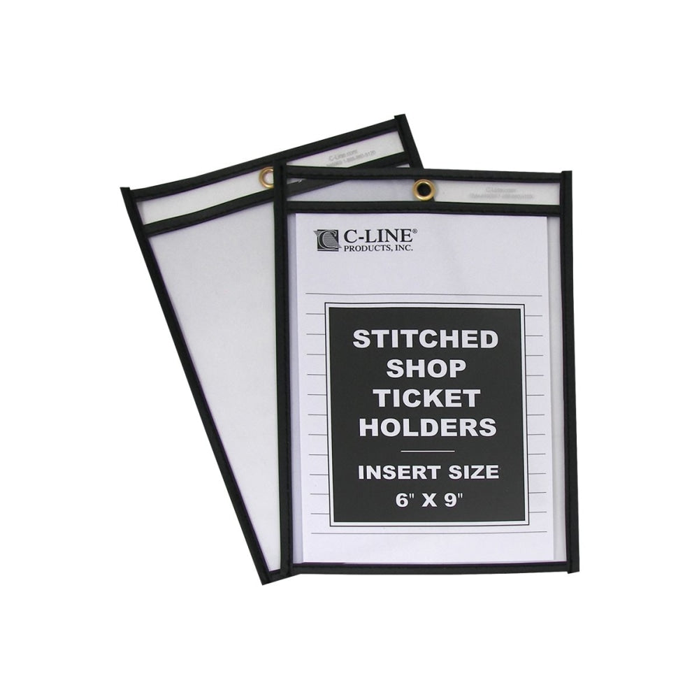 C-Line Stitched Vinyl Shop Ticket Holders, 6in x 9in, Clear, Box Of 25