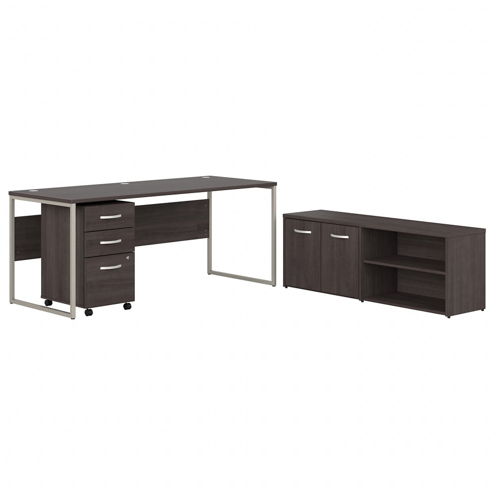 Bush Business Furniture Hybrid 72inW x 30inD Computer Table Desk With Storage And Mobile File Cabinet, Storm Gray, Standard Delivery