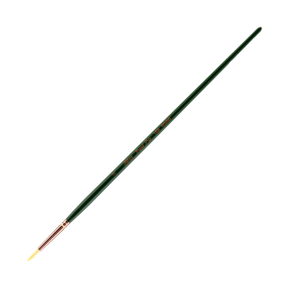 Silver Brush Grand Prix Paint Brush Series 1000, Size 2, Round Bristle, Hog Hair, Green