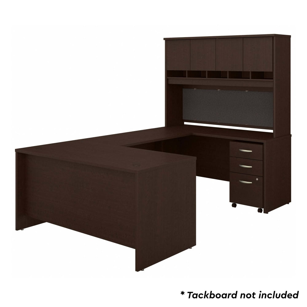 Bush Business Furniture 60inW U-Shaped Corner Desk With Hutch And Mobile File Cabinet, Mocha Cherry, Standard Delivery