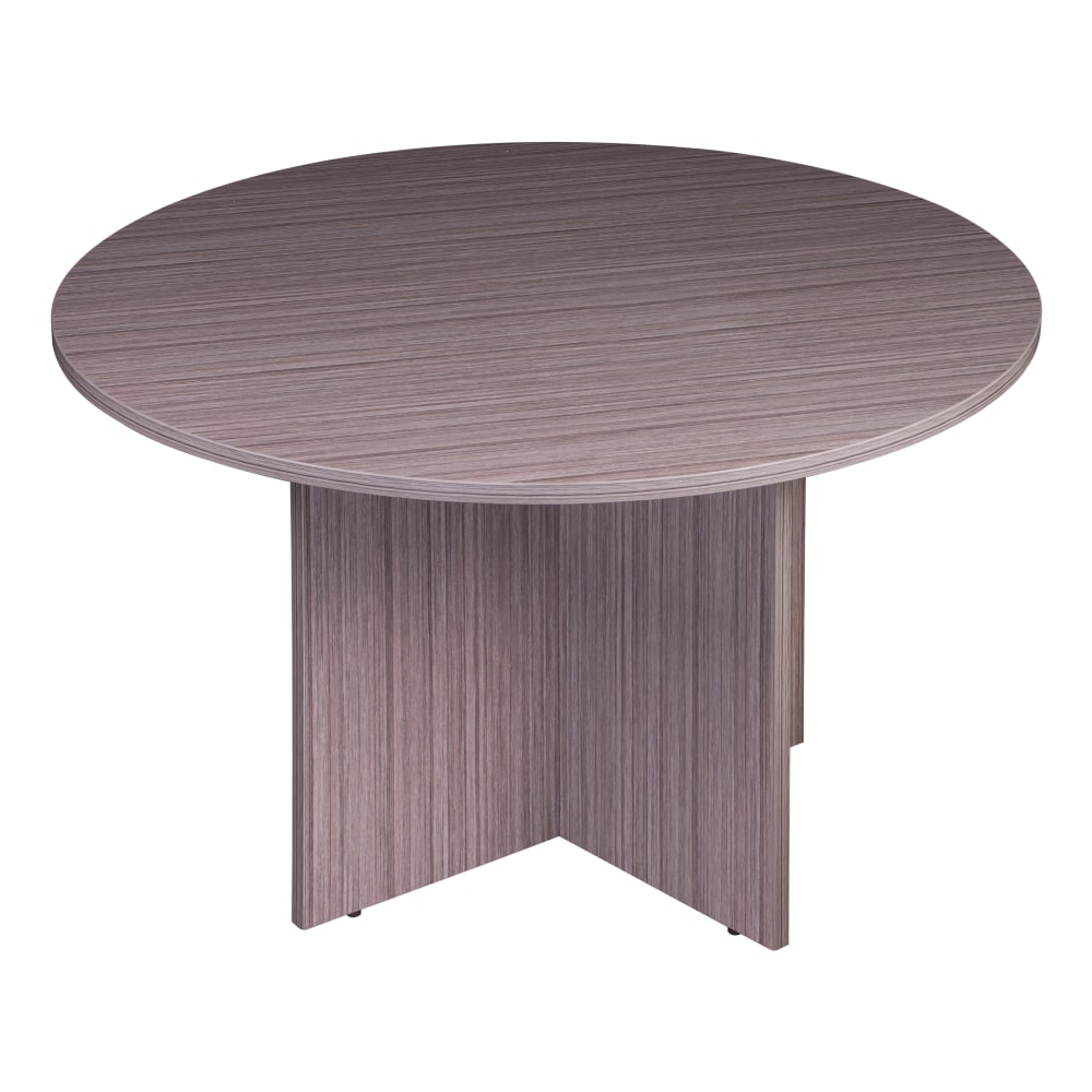 Boss Office Products 42inW Round Wood Conference Table, Driftwood