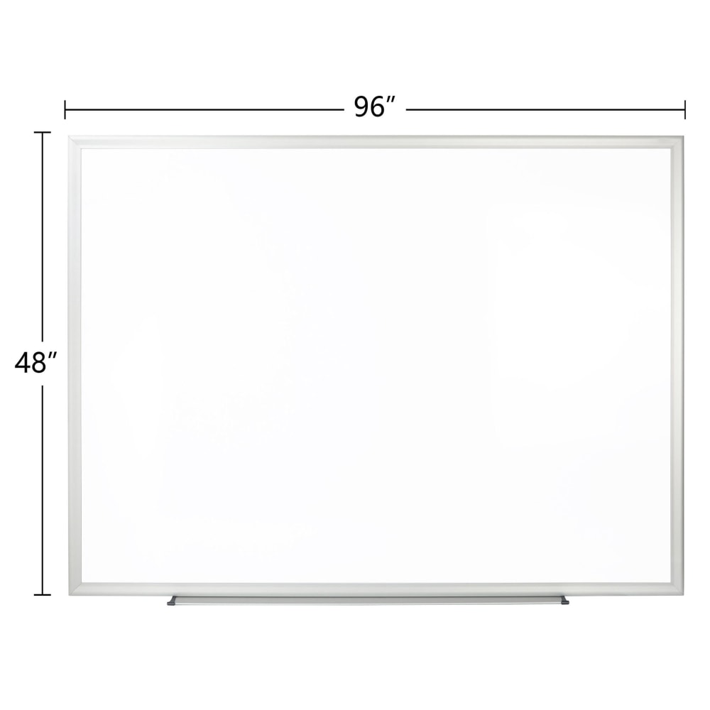 Office Depot Brand Non-Magnetic Melamine Dry-Erase Whiteboard With Marker, 48in x 96in, Aluminum Frame With Silver Finish