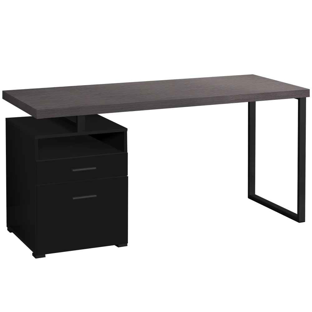 Monarch Specialties Mark 60inW Computer Desk, Black/Gray