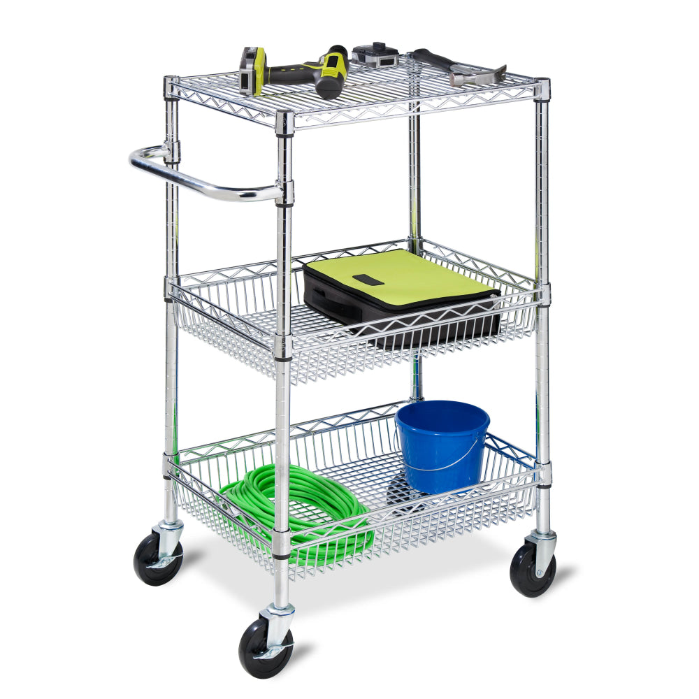 Honey-Can-Do Rolling Utility - Trolley - 3 shelves - 11 gauge steel - chrome