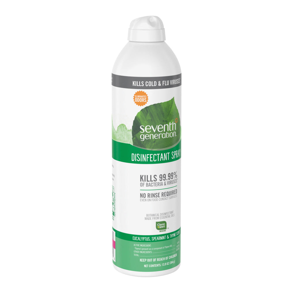 Seventh Generation Disinfectant Cleaner - For Day Care - Spray - 13.9 fl oz (0.4 quart) - Eucalyptus Spearmint & Thyme Scent - 1 Each - Clear