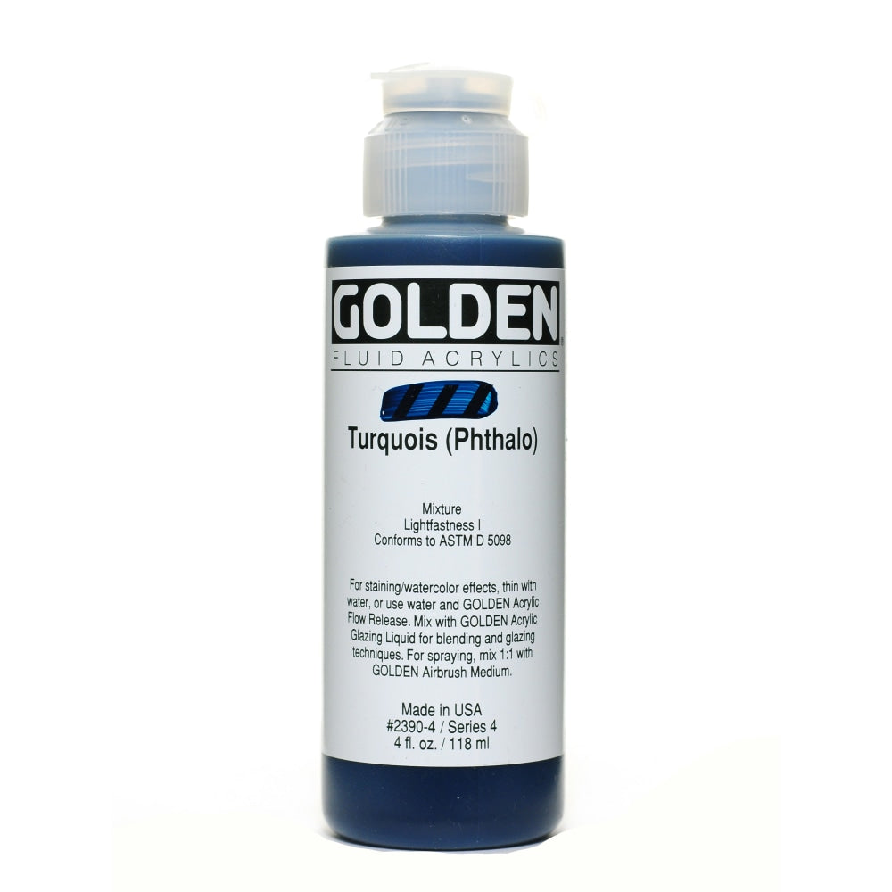 Golden Fluid Acrylic Paint, 4 Oz, Turquoise (Phthalo)