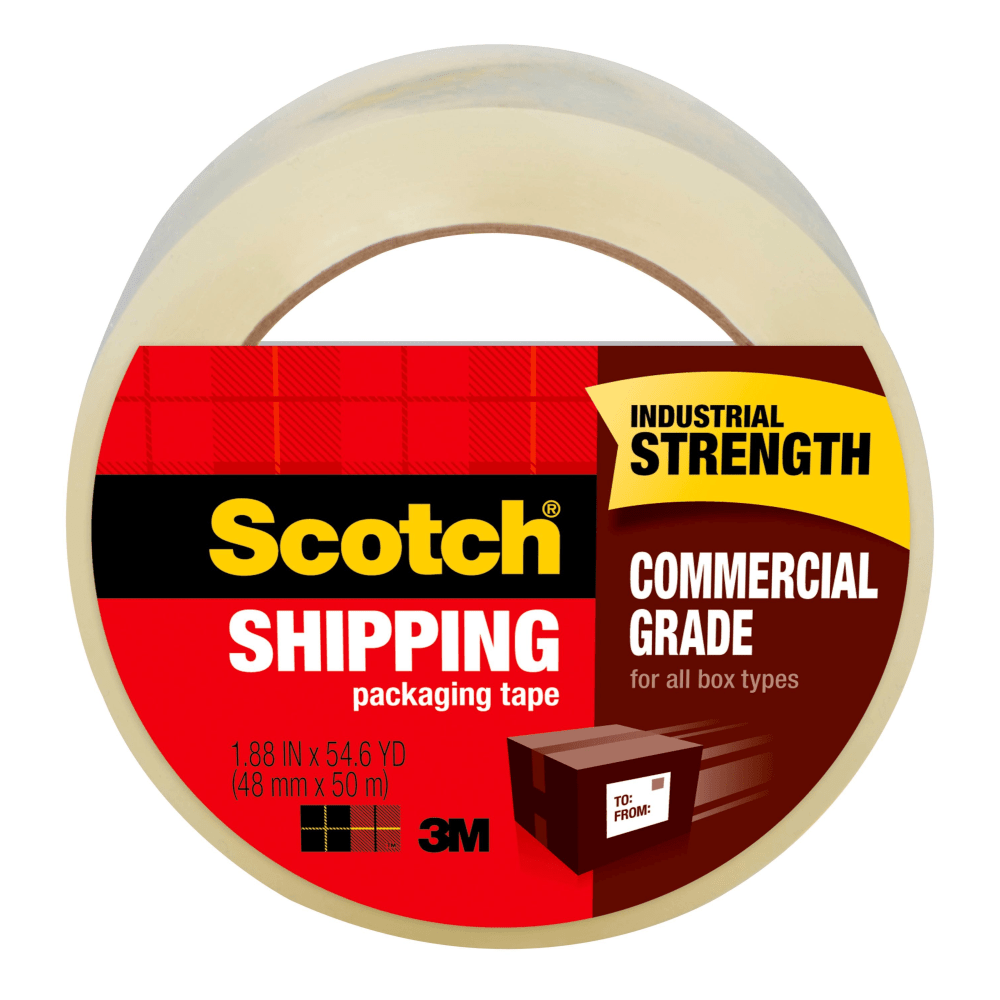 Scotch Commercial Grade Packing Tape, 1-7/8in x 54.6 Yd., Clear, Pack Of 48 Rolls