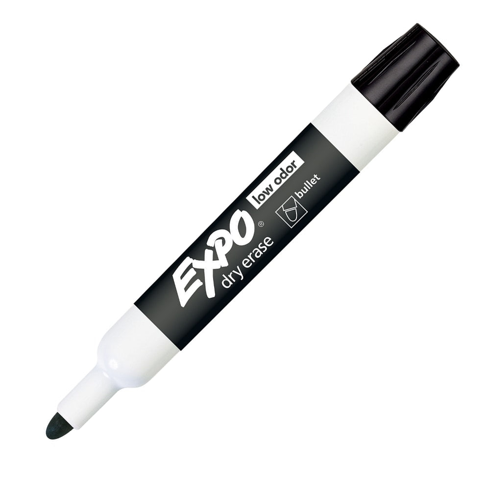 EXPO Low-Odor Dry-Erase Markers, Bullet Point, Black, Pack Of 12