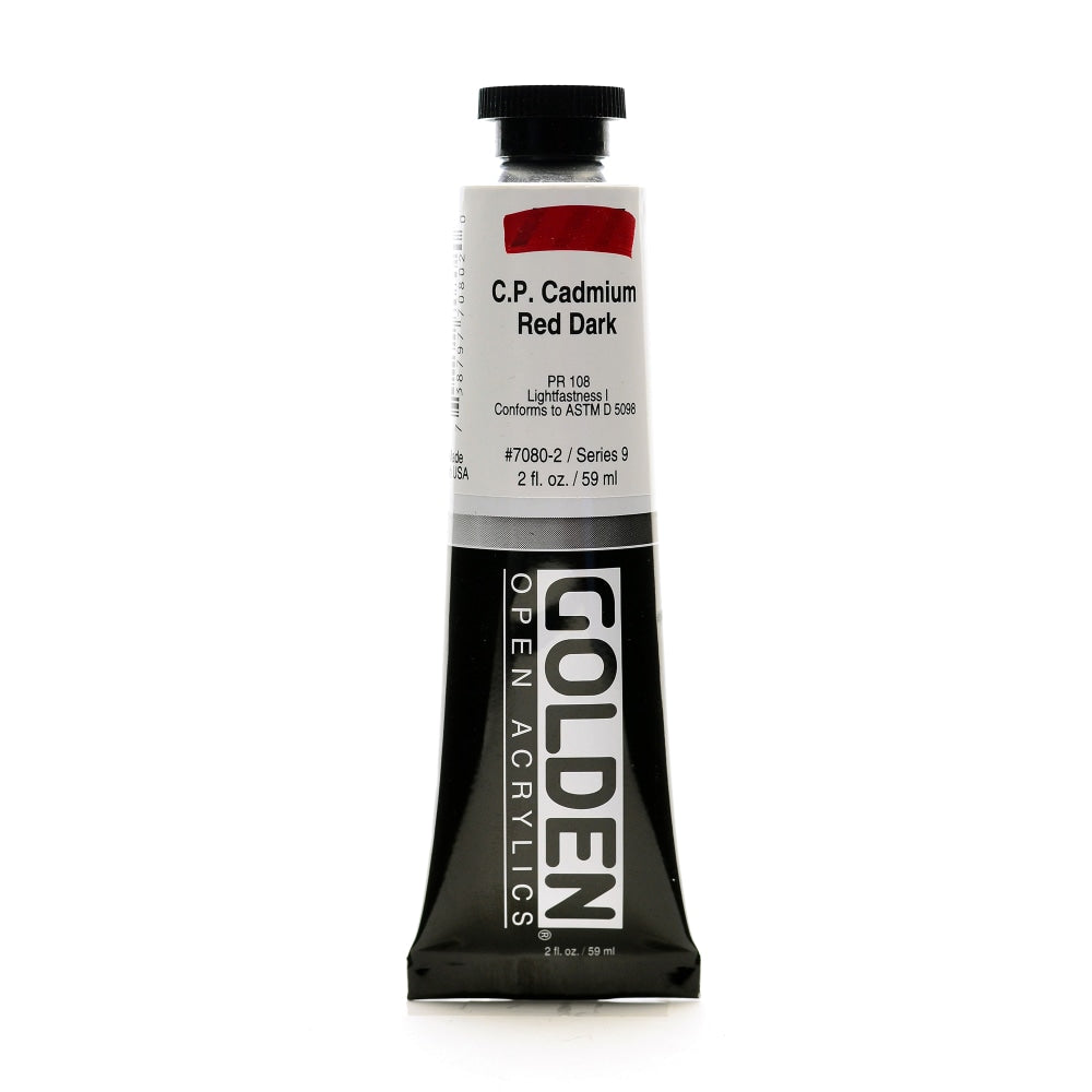 Golden OPEN Acrylic Paint, 2 Oz Tube, Cadmium Red Dark (CP)