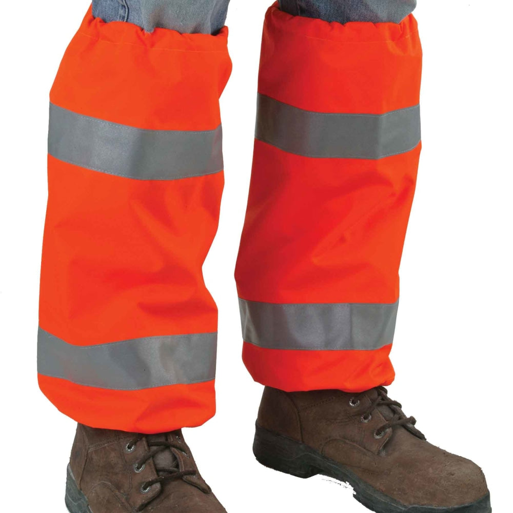 Ergodyne GloWear 8008 Class E Hi-Vis Leg Gaiters, One Size, Orange, Pack Of 6 Gaiters